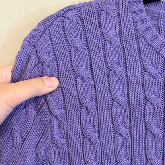 Ralph Lauren Cable Knit Sweater Purple Large - Picture 3 of 7